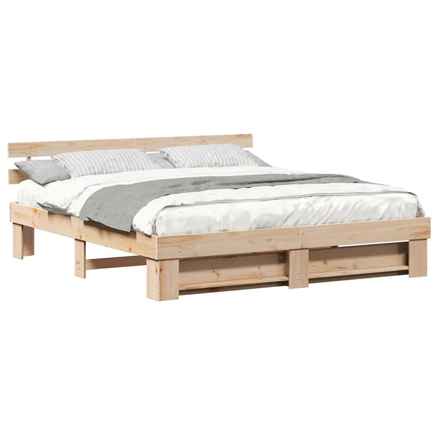 Cadre de lit en bois naturel 200 x 200 cm - 3
