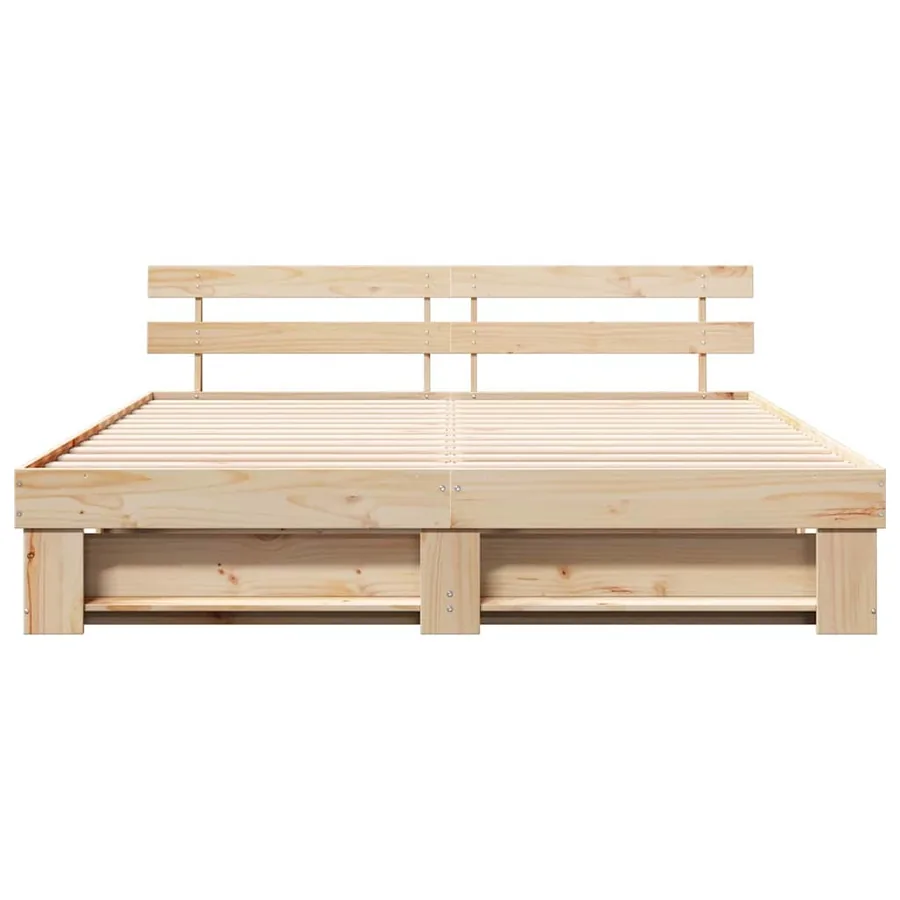 Cadre de lit en bois naturel 200 x 200 cm - 6