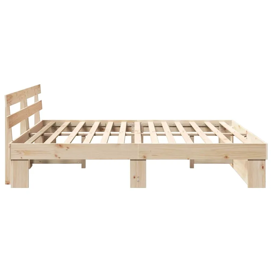 Cadre de lit en bois naturel 200 x 200 cm - 7