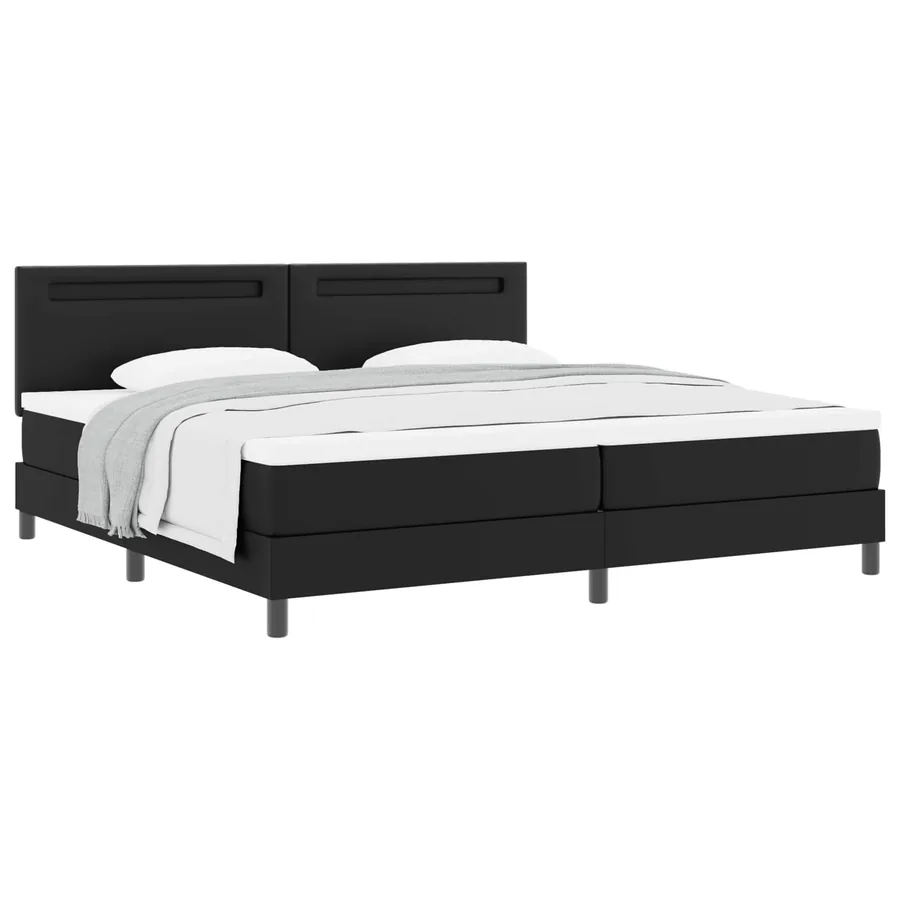 Lit à ressorts avec matelas Noir 200 x 200 cm Simili cuir - 3