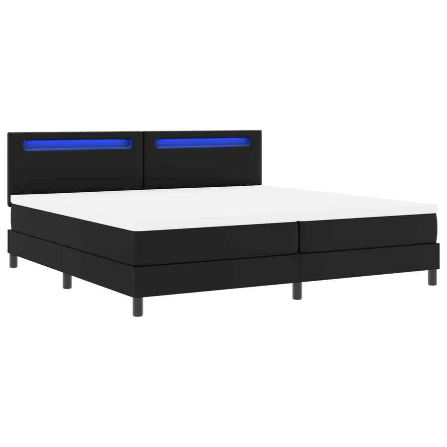 Lit à ressorts avec matelas Noir 200 x 200 cm Simili cuir - 5