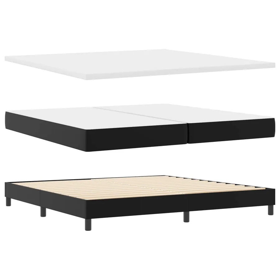 Lit à ressorts avec matelas Noir 200 x 200 cm Simili cuir - 6