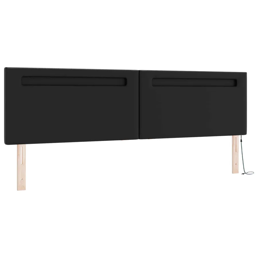 Lit à ressorts avec matelas Noir 200 x 200 cm Simili cuir - 7
