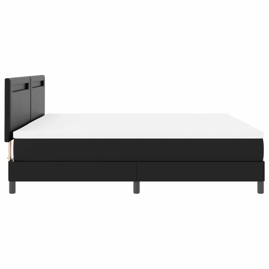 Lit à ressorts avec matelas Noir 200 x 200 cm Simili cuir - 9