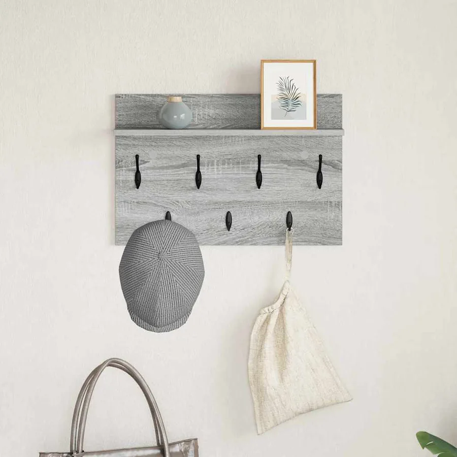 Porte-manteau mural avec étagère Gris Sonoma 60 x 40 x 12 cm - 4