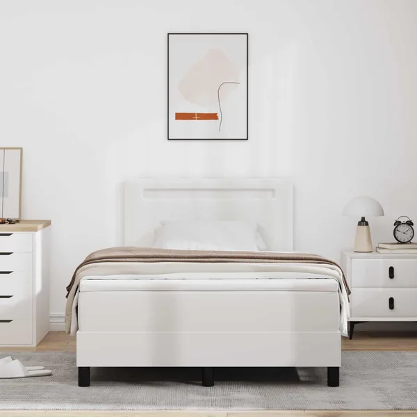 Lit à ressorts avec matelas Blanc 120 x 200 cm Simili cuir
