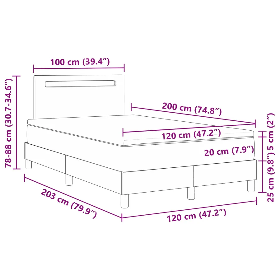 Lit à ressorts avec matelas Blanc 120 x 200 cm Simili cuir - 13