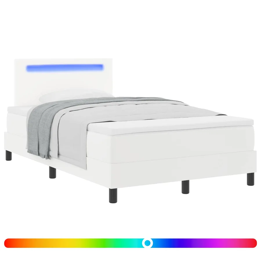 Lit à ressorts avec matelas Blanc 120 x 200 cm Simili cuir - 2