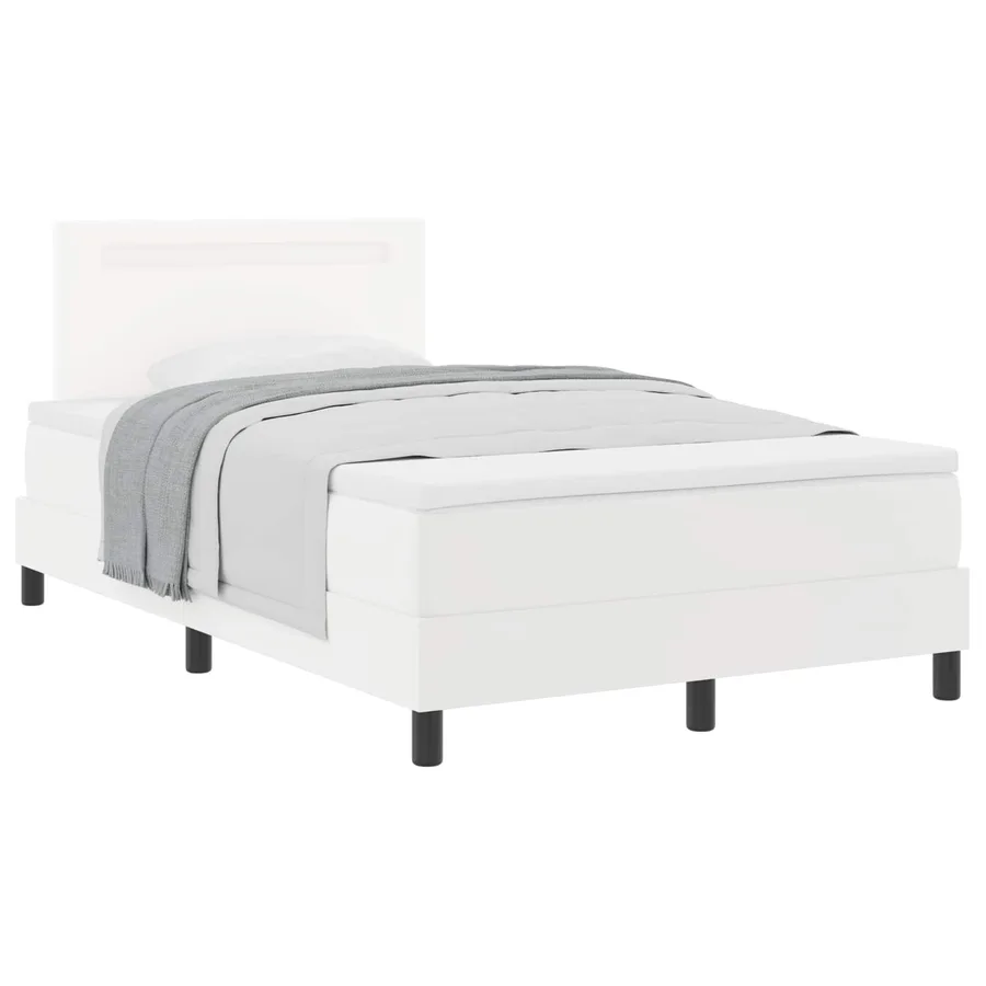 Lit à ressorts avec matelas Blanc 120 x 200 cm Simili cuir - 3