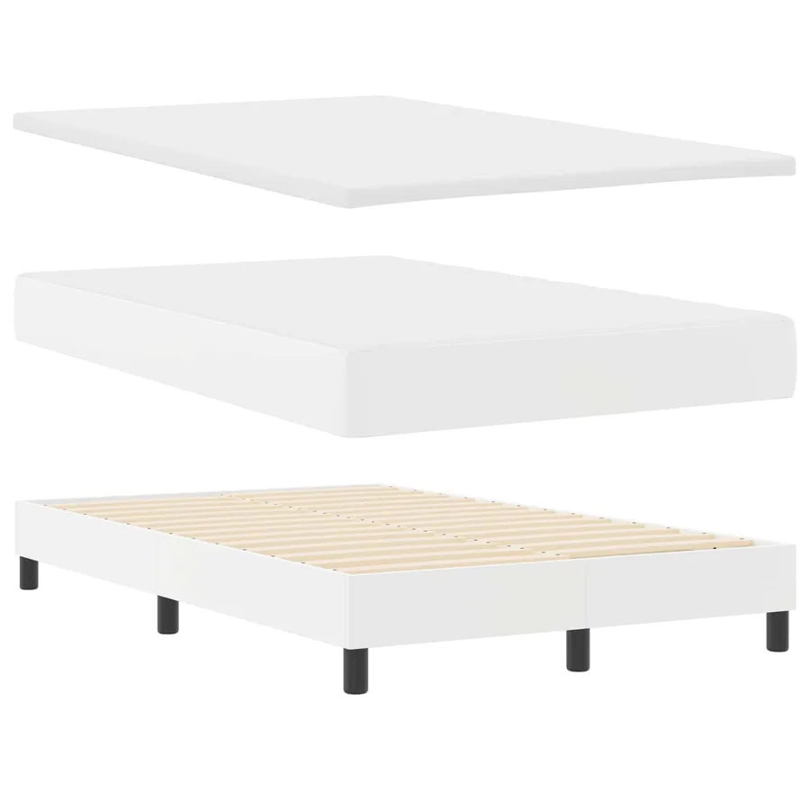 Lit à ressorts avec matelas Blanc 120 x 200 cm Simili cuir - 6