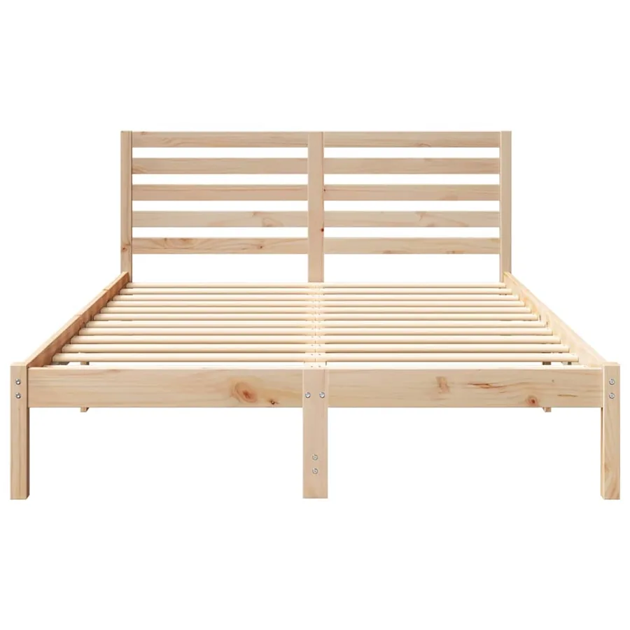 Cadre de lit avec tête de lit Marron 135 x 190 cm Pin massif - 5