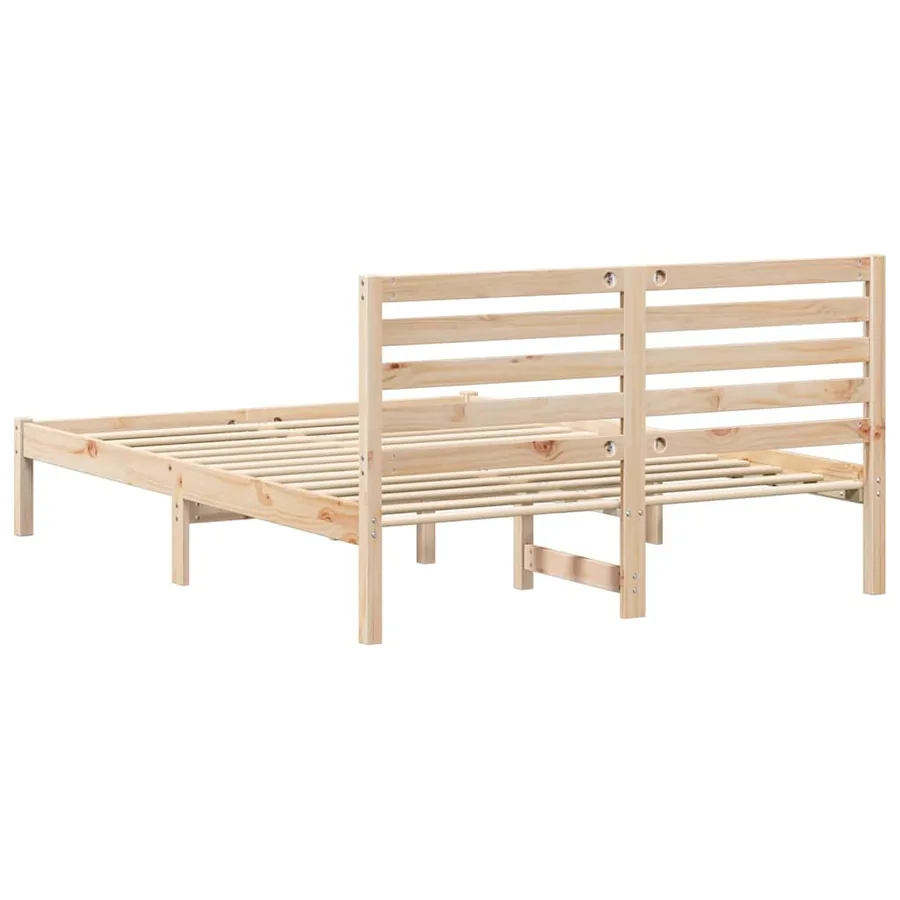 Cadre de lit avec tête de lit Marron 135 x 190 cm Pin massif - 7