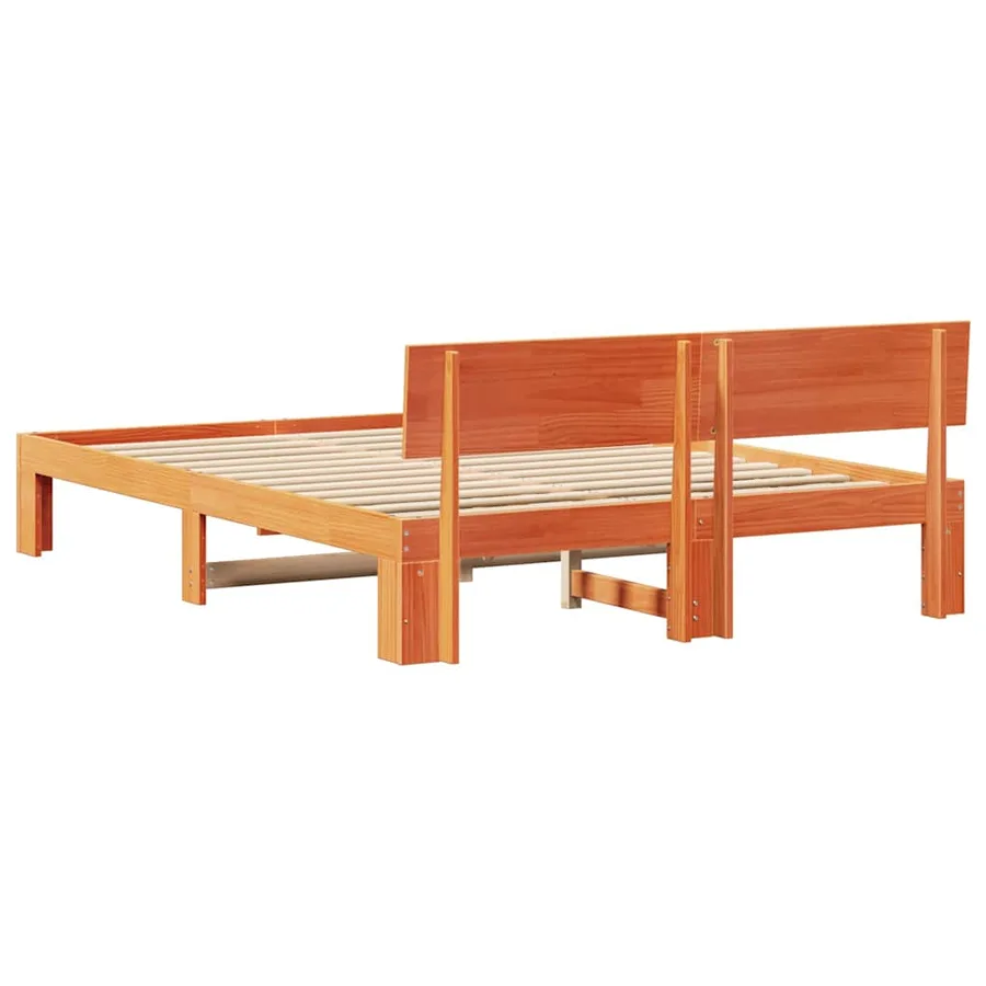 Cadre de lit avec tête de lit Brun cire 140 x 200 cm Pin massif - 7