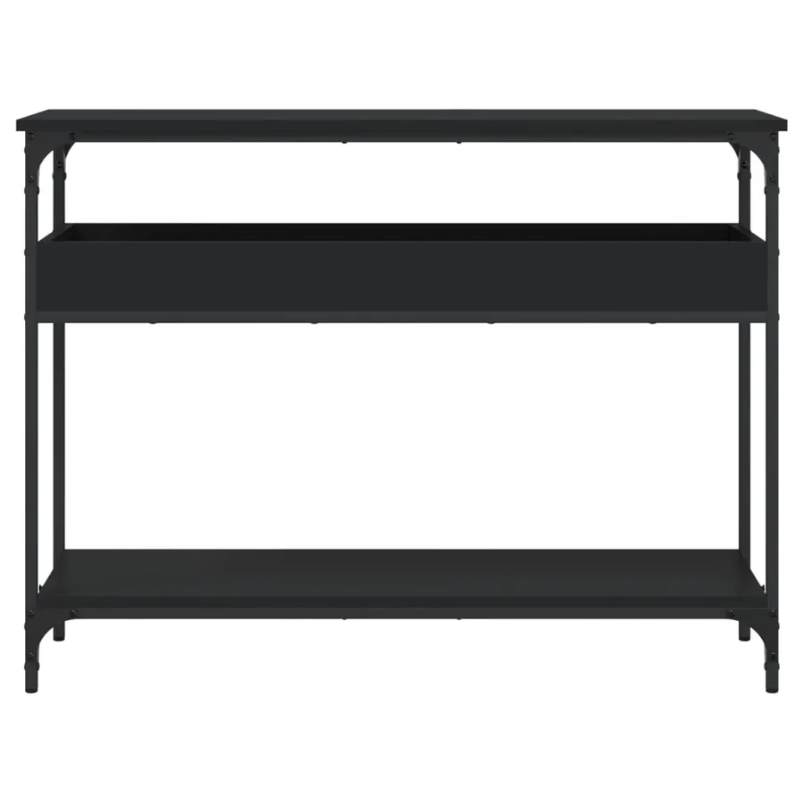 Table console avec étagère noir 100x29x75 cm bois d'ingénierie - 4