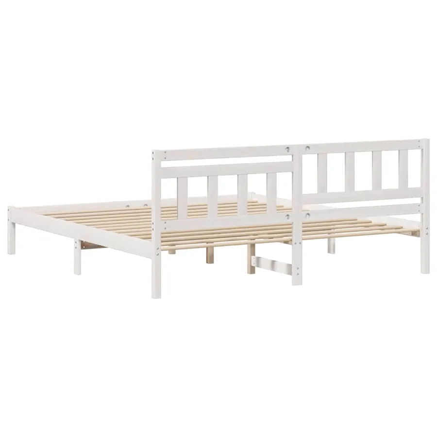 Cadre de lit avec tête de lit Blanc 200 x 200 cm Pin massif - 6