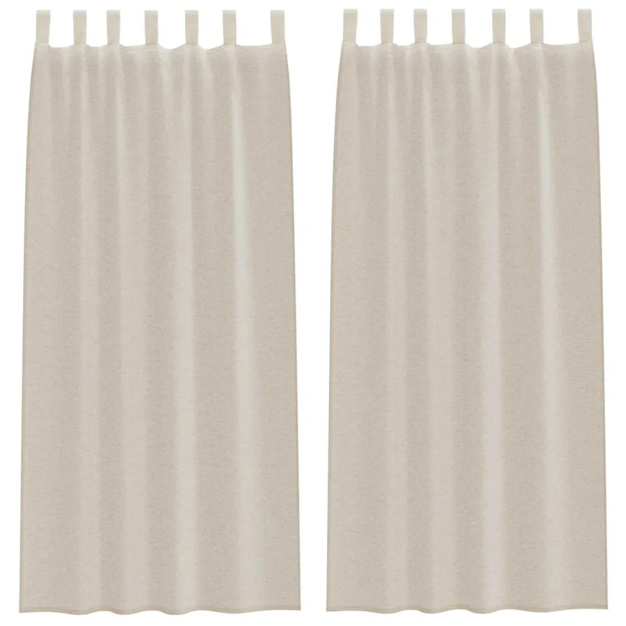 Rideau en Voile 2 pcs Couleur sable 245 x 140 cm Polyester - 2