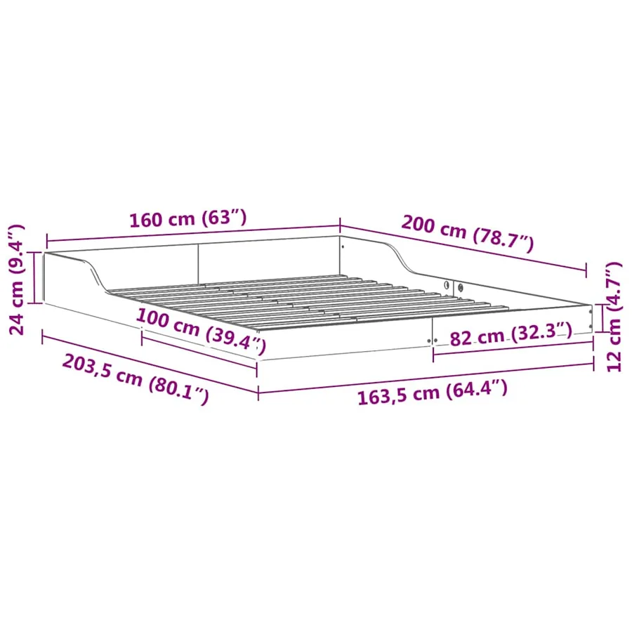 Cadre de lit Marron 160 x 200 cm Pin massif - 8