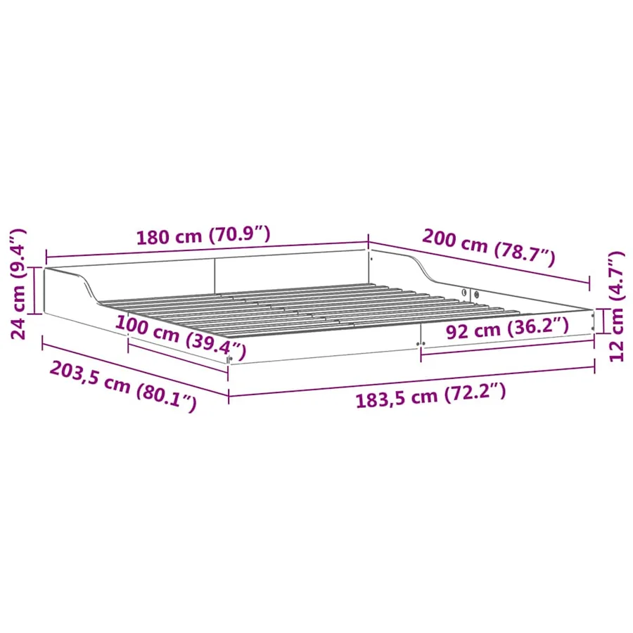 Cadre de lit Blanc 180 x 200 cm Pin massif - 10
