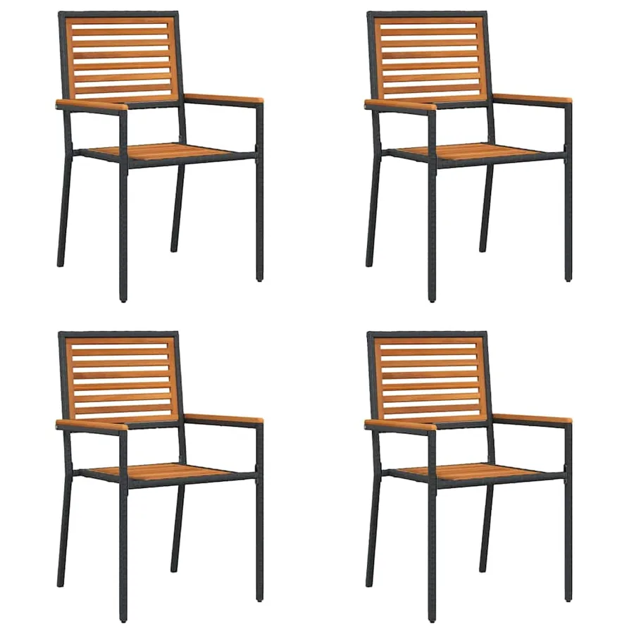 Chaises empilables de jardin 4 pcs Marron et Noir - 2