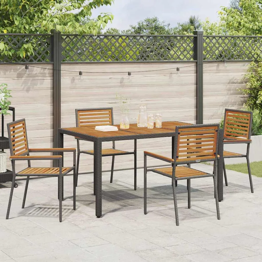 Chaises empilables de jardin 4 pcs Marron et Noir - 3