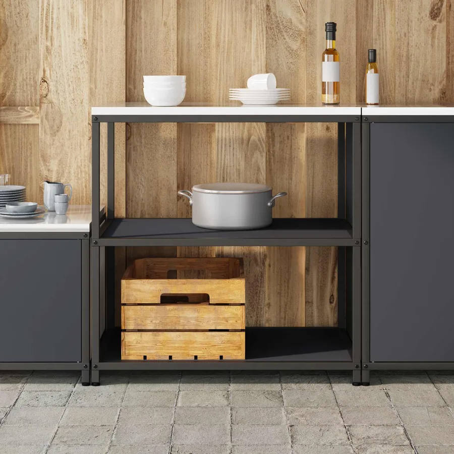 Rangement de cuisine HATTEM Anthracite 90 x 50 x 92 cm Acier - 4