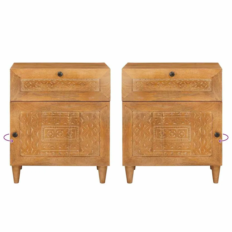 Table de chevet Marron Clair 50 x 33 x 60 cm Bois d'ingénierie - 10