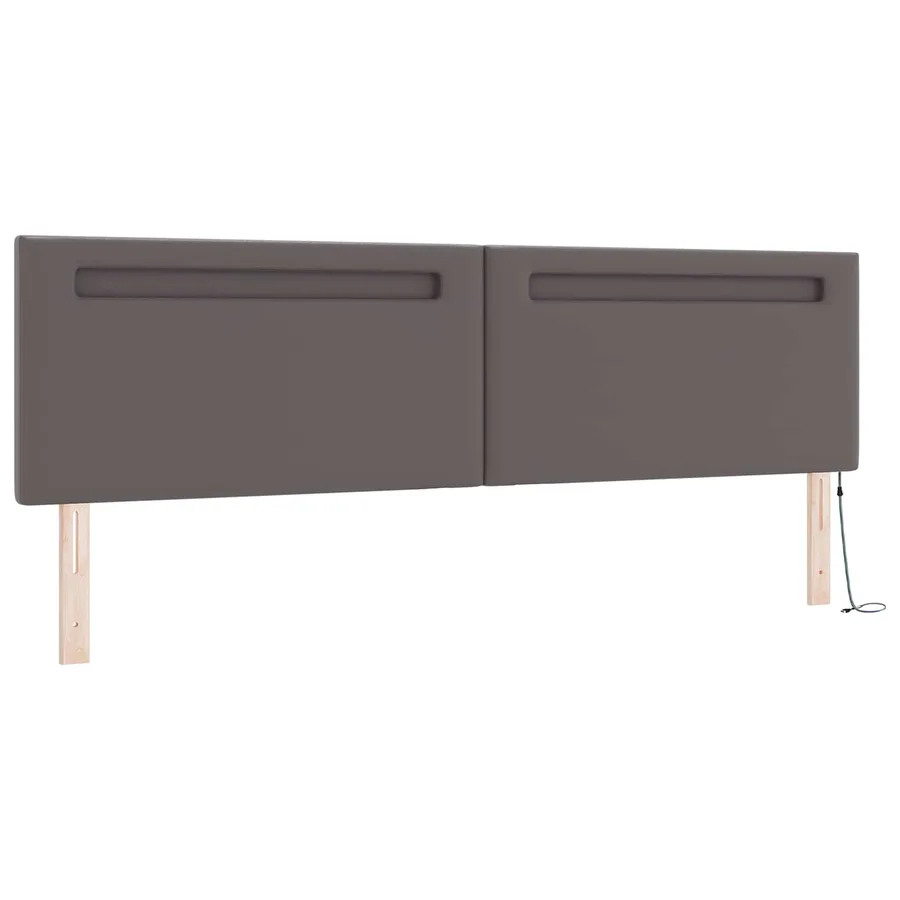 Lit à ressorts avec matelas Gris 200 x 200 cm Simili cuir - 7