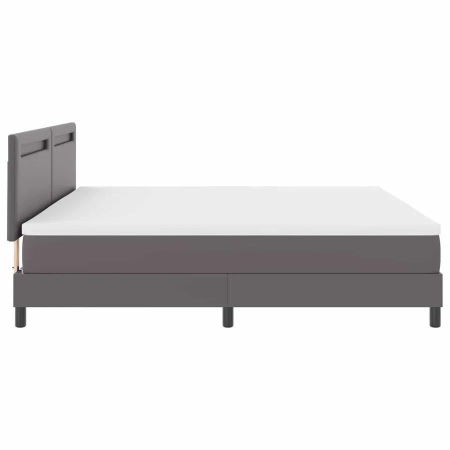 Lit à ressorts avec matelas Gris 200 x 200 cm Simili cuir - 9