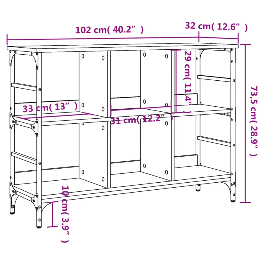 Buffet noir 102x32x73,5 cm bois d'ingénierie - 9
