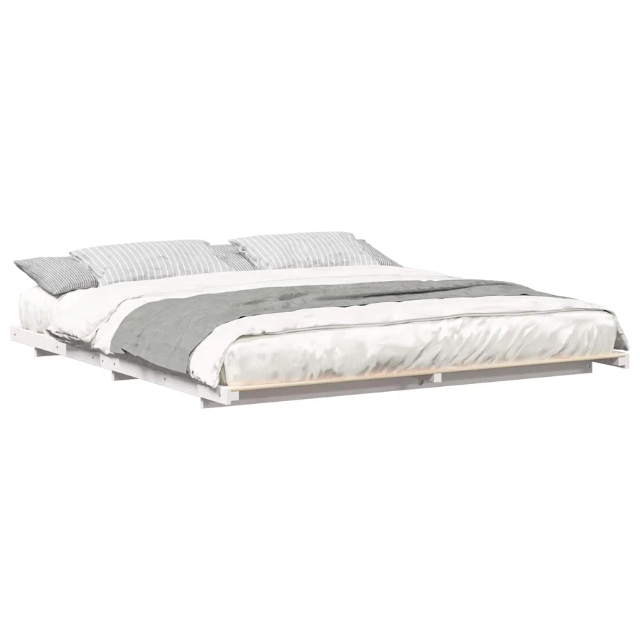 Cadre de lit Blanc 200 x 210 cm Pin massif - 2