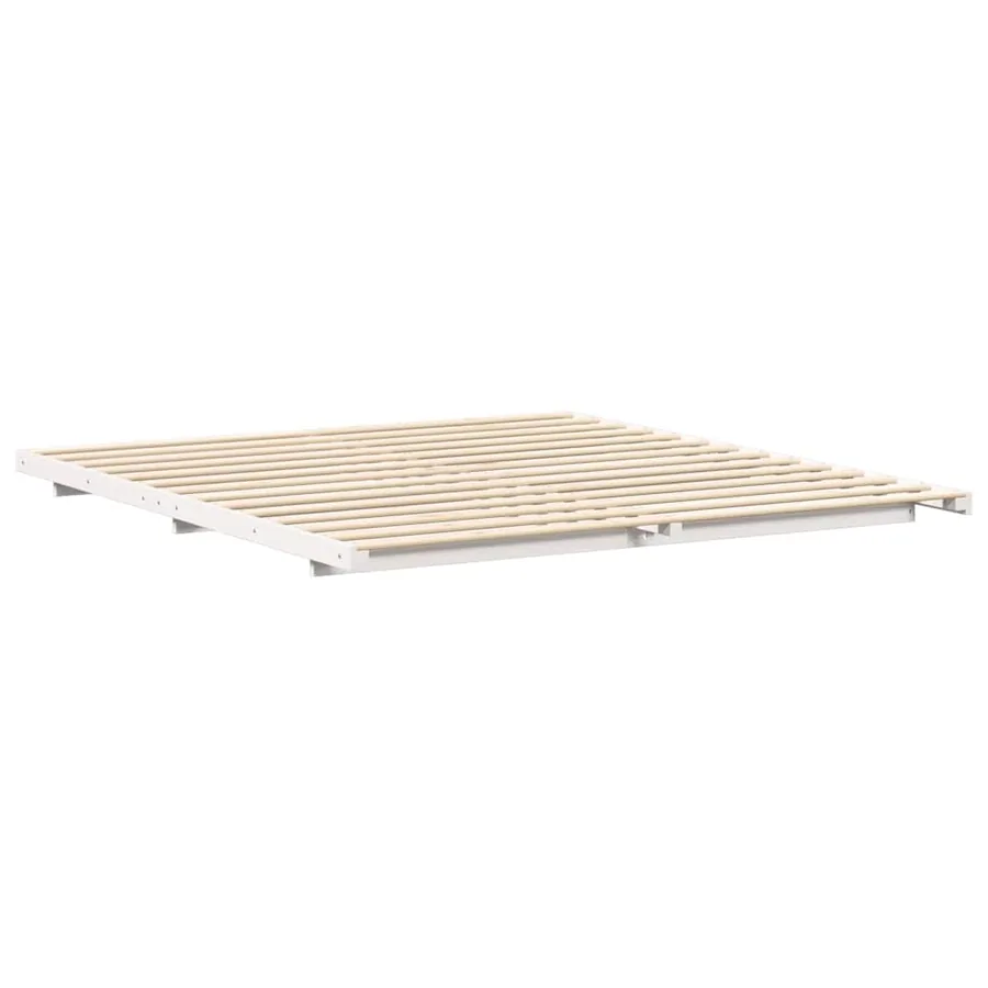 Cadre de lit Blanc 200 x 210 cm Pin massif - 4