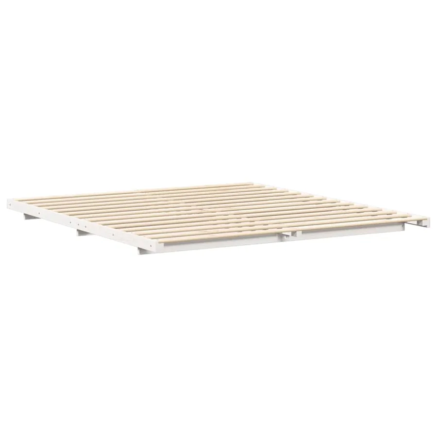 Cadre de lit Blanc 200 x 210 cm Pin massif - 7