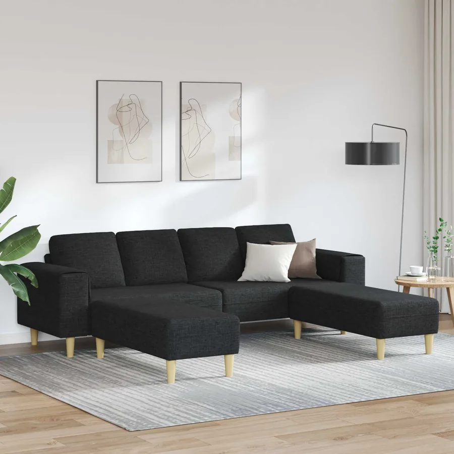 Canapé de salon 3 pcs Noir Polyester