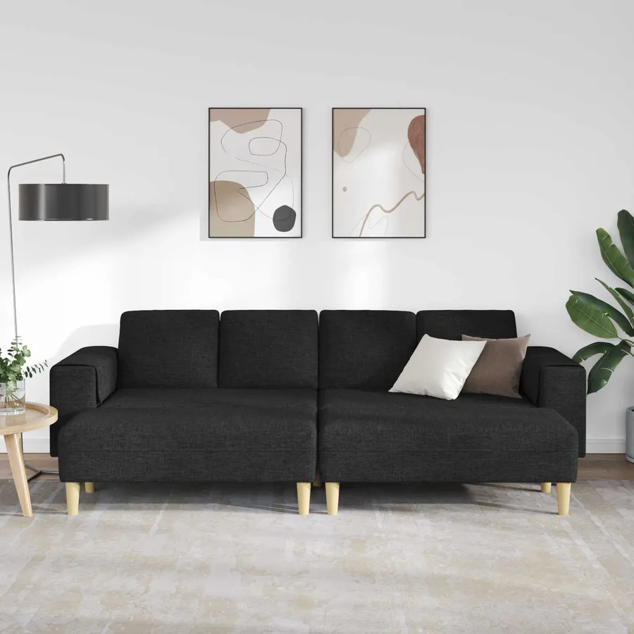 Canapé de salon 3 pcs Noir Polyester - 3