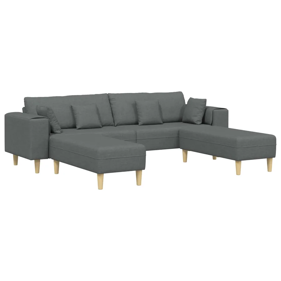 Canapé avec coussin 3 pcs Gris foncé tissu - 2