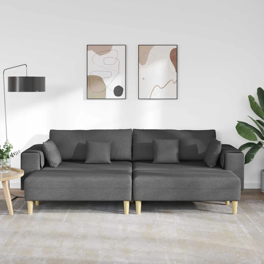 Canapé avec coussin 3 pcs Gris foncé tissu - 3