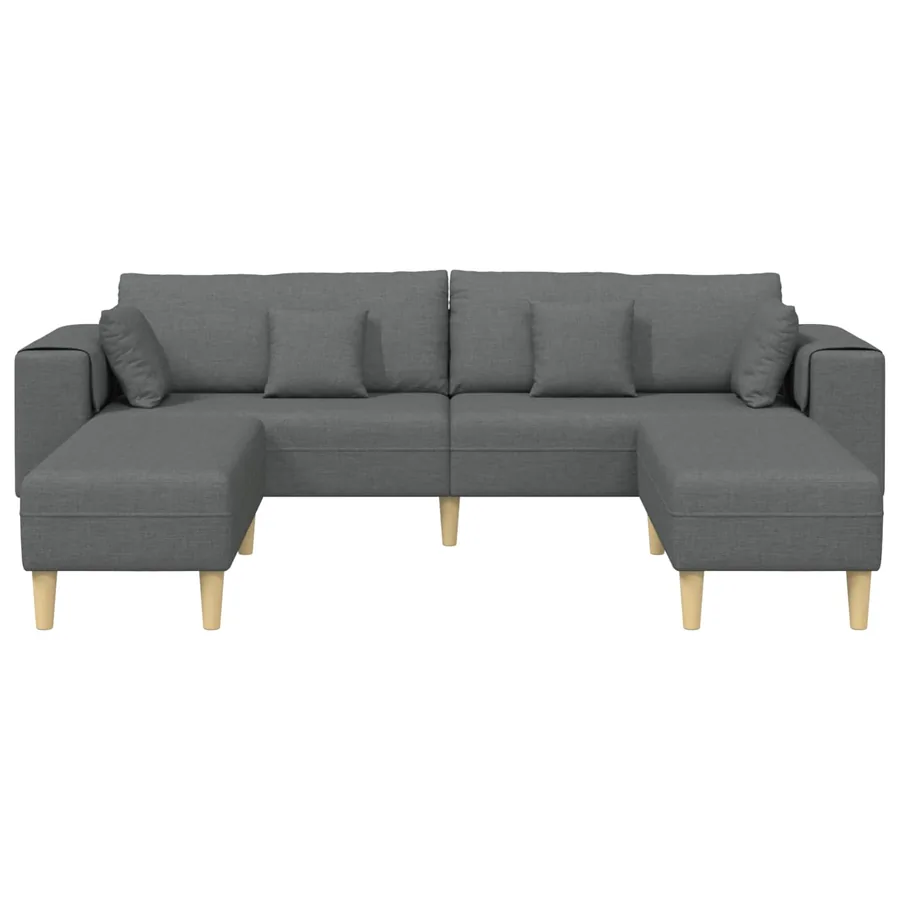 Canapé avec coussin 3 pcs Gris foncé tissu - 4
