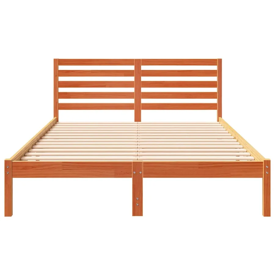Cadre de lit avec tête de lit Brun cire 140 x 220 cm Pin massif - 5