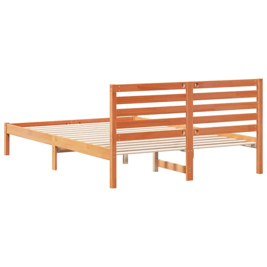 Cadre de lit avec tête de lit Brun cire 140 x 220 cm Pin massif - 7