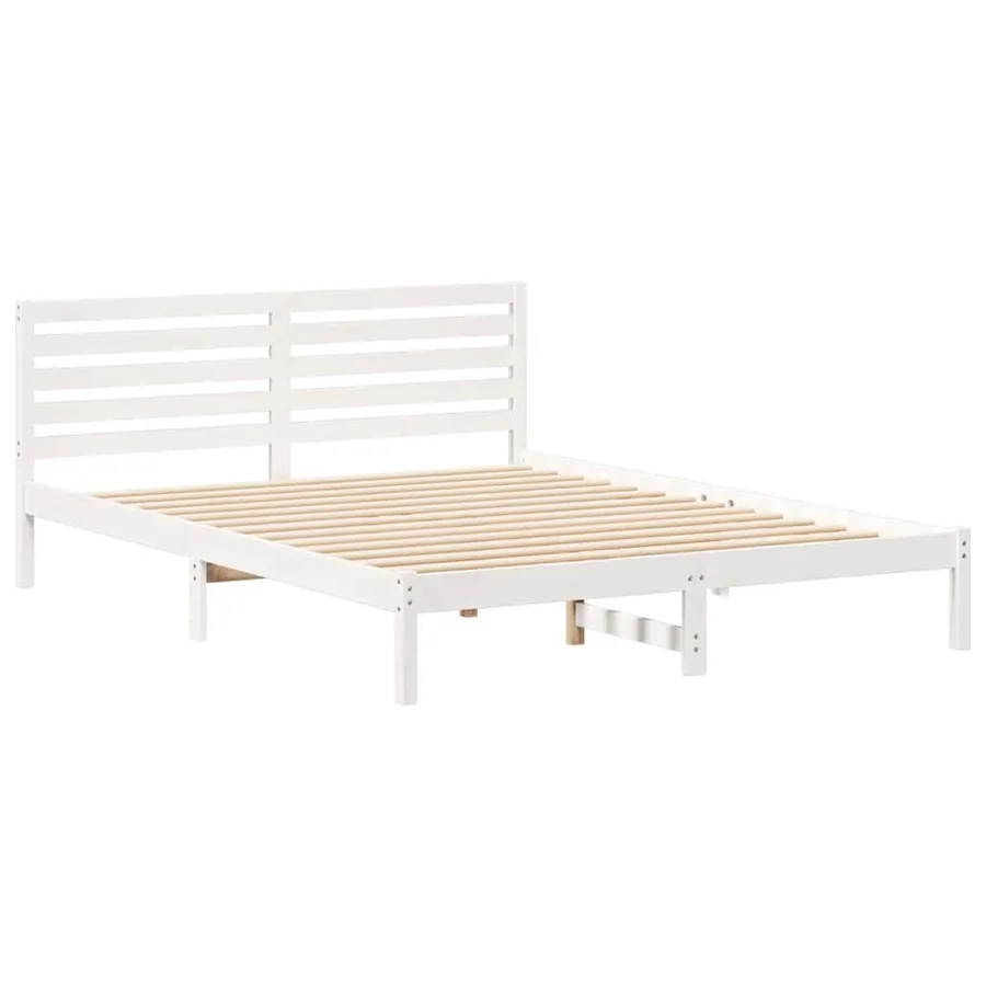 Cadre de lit avec tête de lit Blanc 160 x 220 cm Pin massif - 4