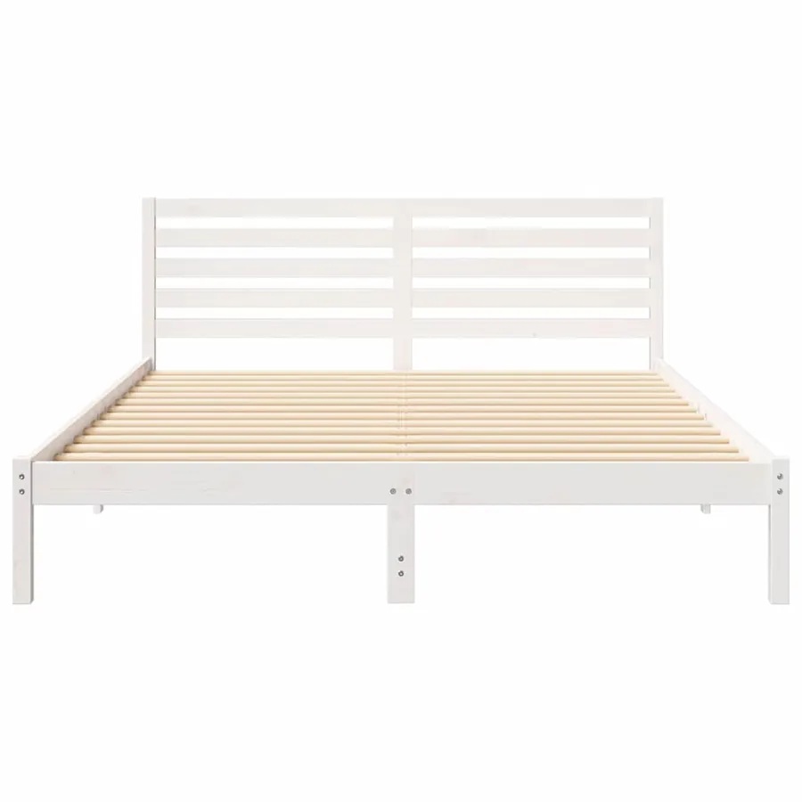 Cadre de lit avec tête de lit Blanc 160 x 220 cm Pin massif - 5