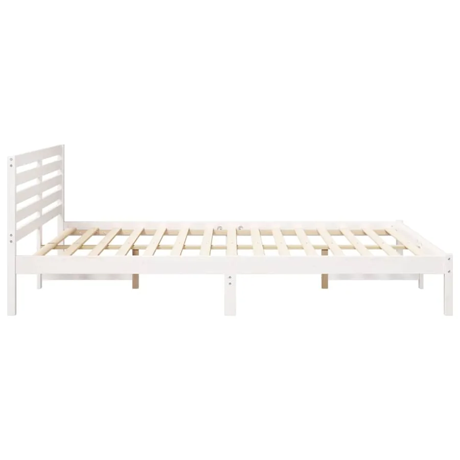 Cadre de lit avec tête de lit Blanc 160 x 220 cm Pin massif - 6