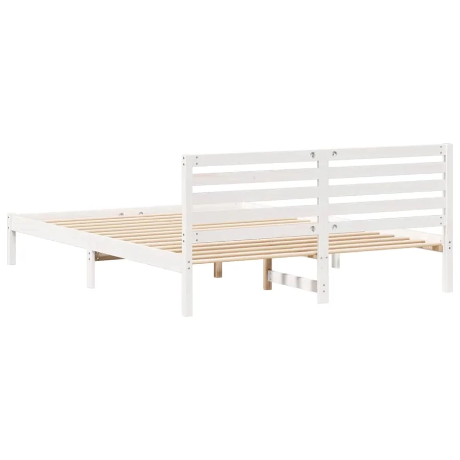 Cadre de lit avec tête de lit Blanc 160 x 220 cm Pin massif - 7