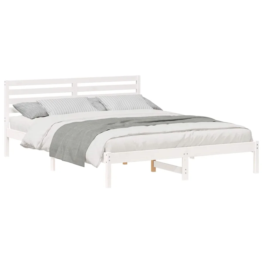 Cadre de lit avec tête de lit Blanc 160 x 210 cm Pin massif - 2