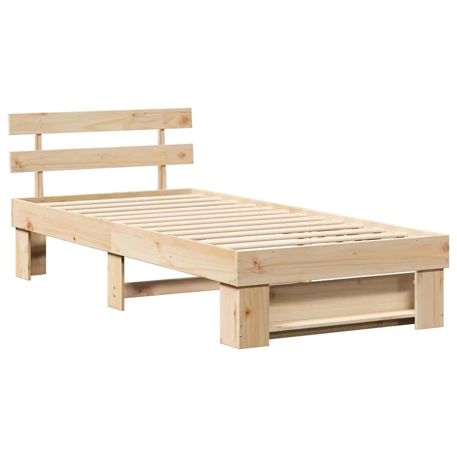 Cadre de lit avec tête de lit Marron 75 x 190 cm Pin massif - 4