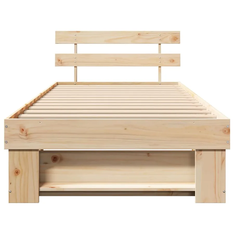 Cadre de lit avec tête de lit Marron 75 x 190 cm Pin massif - 5