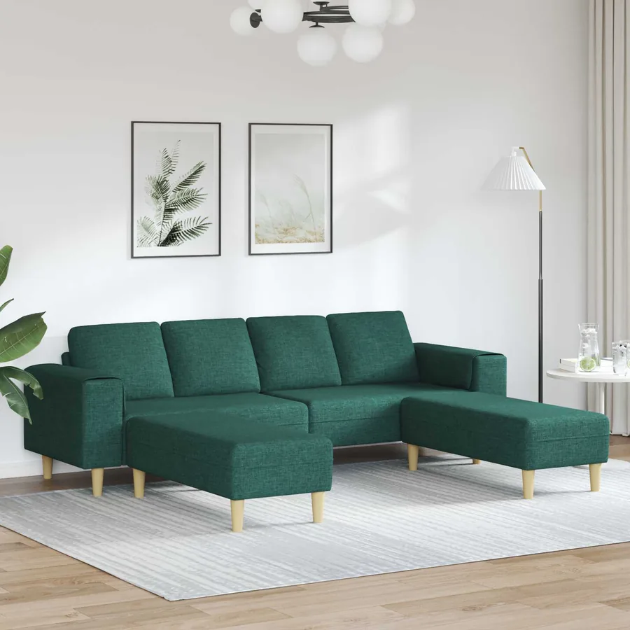 Canapé de salon 3 pcs Vert foncé Polyester