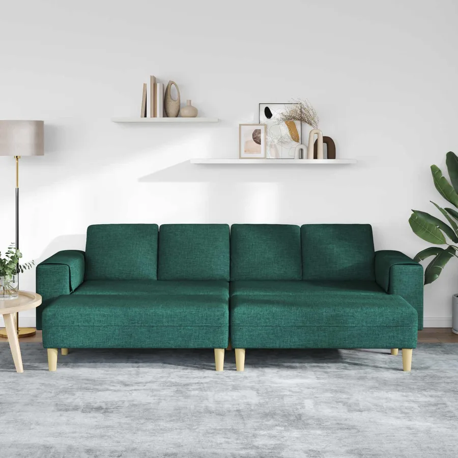 Canapé de salon 3 pcs Vert foncé Polyester - 3
