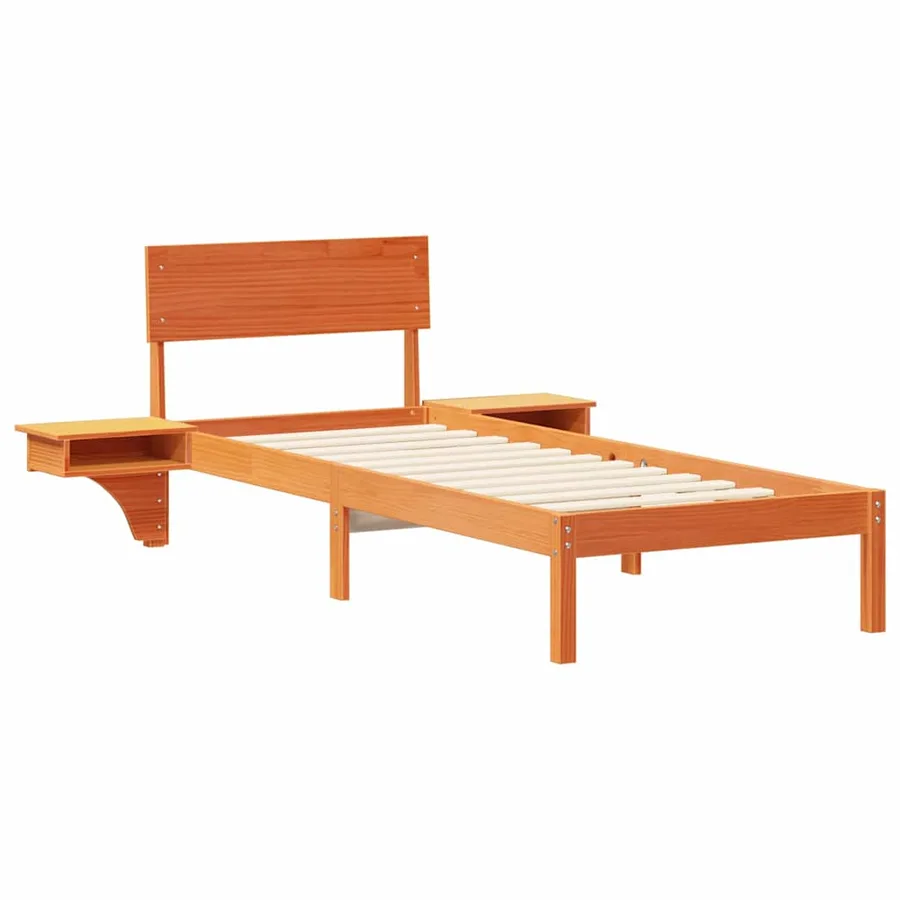 Cadre de lit avec tête de lit Brun cire 75 x 190 cm Pin massif - 4