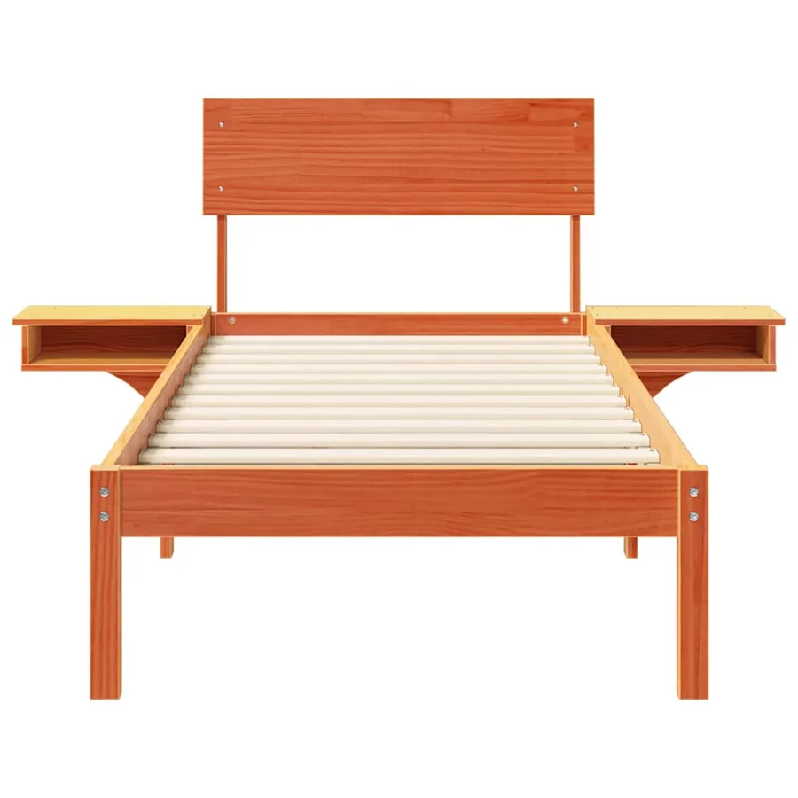 Cadre de lit avec tête de lit Brun cire 75 x 190 cm Pin massif - 5
